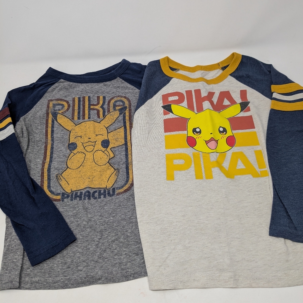 LOT of 2 Boys Size 6 Pokemon Pikachu Long Sleeve T-shirts Back To School